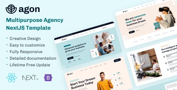 Agon Nulled Multipurpose Agency NextJS Template Free Download
