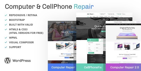 Computer and CellPhone Repair Services Nulled WordPress Theme Free Download