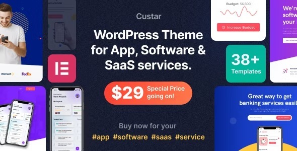 Custar Nulled Software & App WordPress Theme Free Download