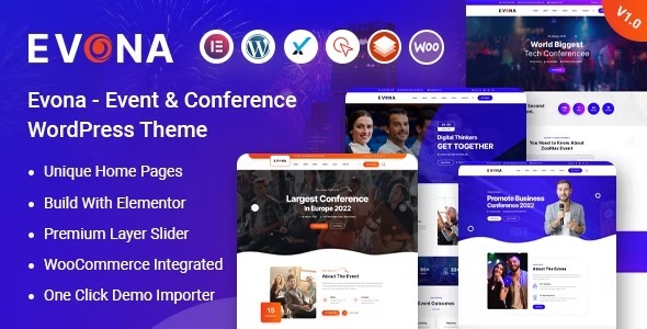 Evona Nulled Event & Conference WordPress Theme Free Download