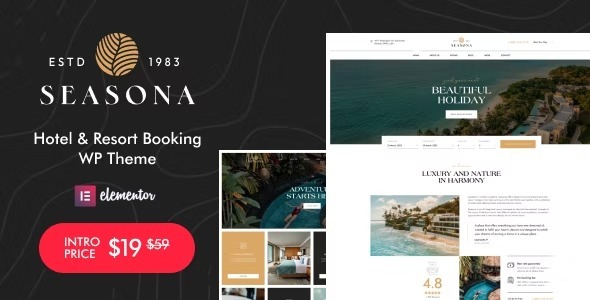 Seasona Nulled Hotel & Resort Booking WordPress Theme Free Download