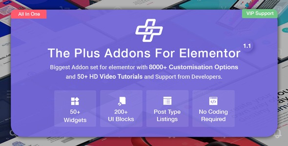 The Plus Nulled Addon for Elementor Page Builder WP Plugin Free Download