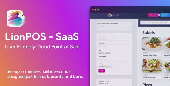 Lion POS Nulled Extended and Regular SaaS Point Of Sale Script for Restaurants and Bars with floor plan Free Download