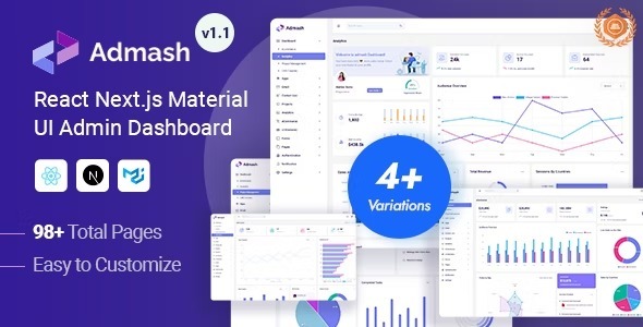 Admash Nulled Material Design React Next Admin Dashboard Template Free Download