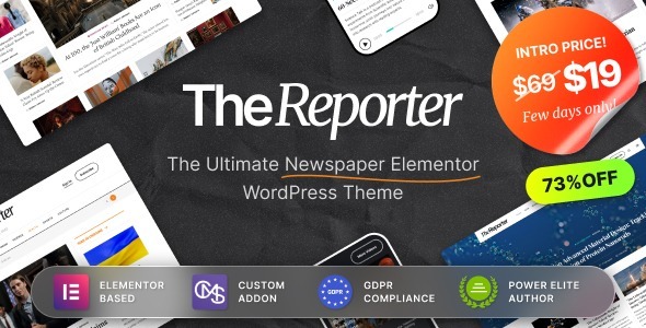 The Reporter Nulled Newspaper Editorial WordPress Theme Free Download