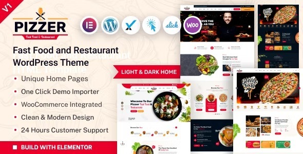 Pizzer Nulled Fast Food & Restaurant WordPress Theme Free Download